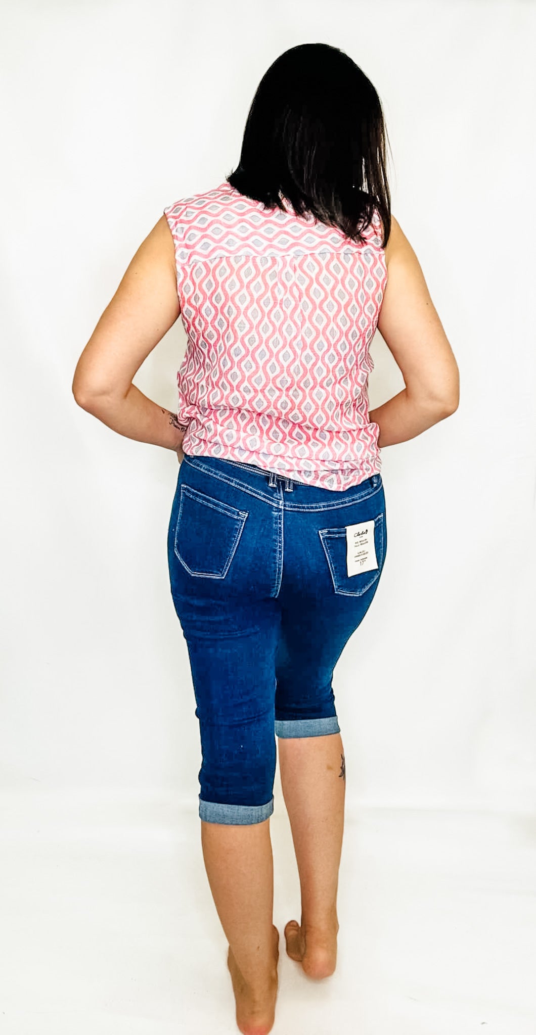 Charlie B Pink & Blue Waves Sleeveless Tank