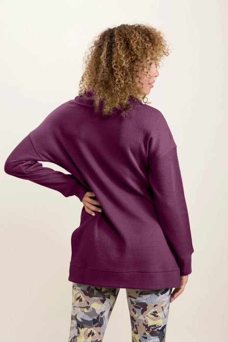 Plum Hi-Lo Cowl Neck Pullover