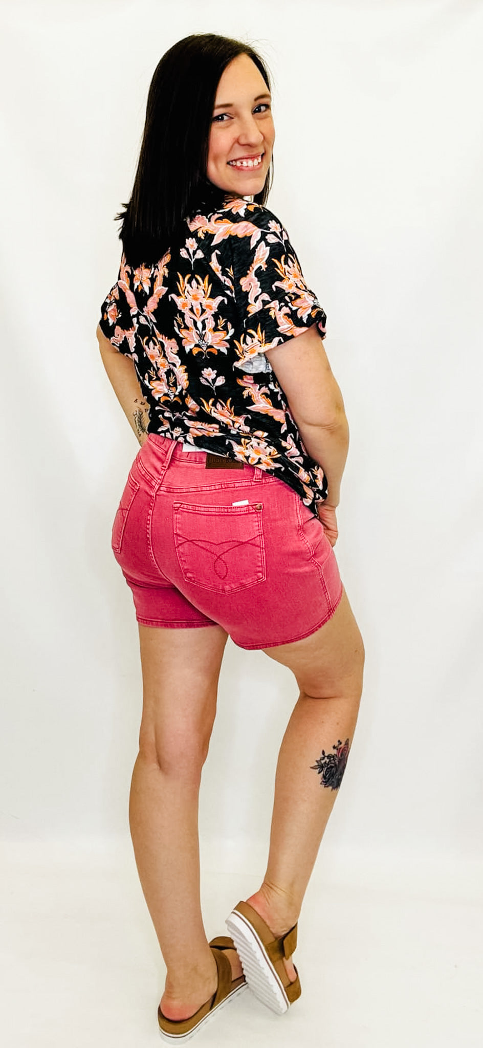 Judy Blue Rose Dyed High Waisted Shorts