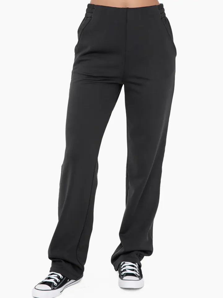 Black Micro Fleece Wide Leg Pant