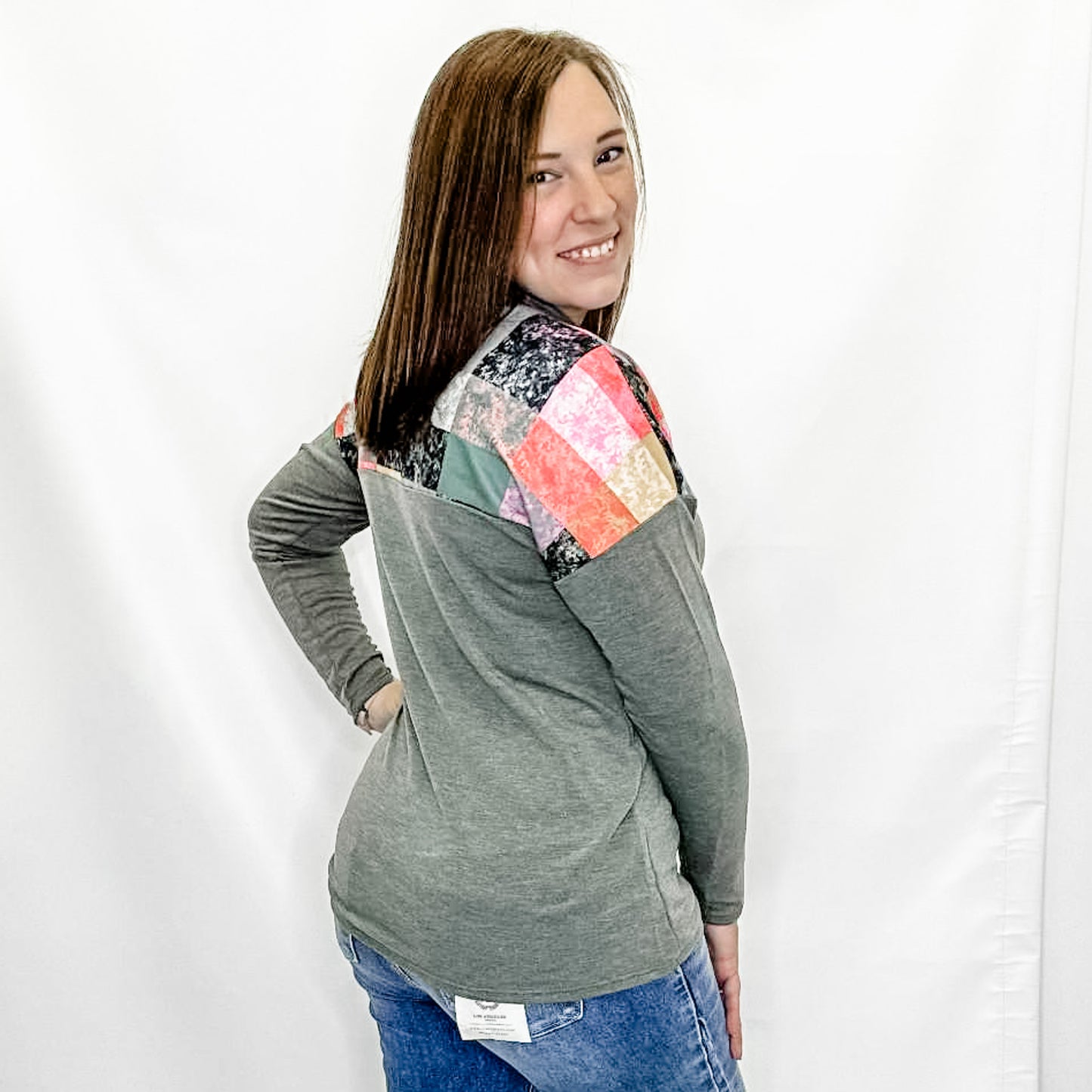 Olive & Colorful Block Quarter Zip