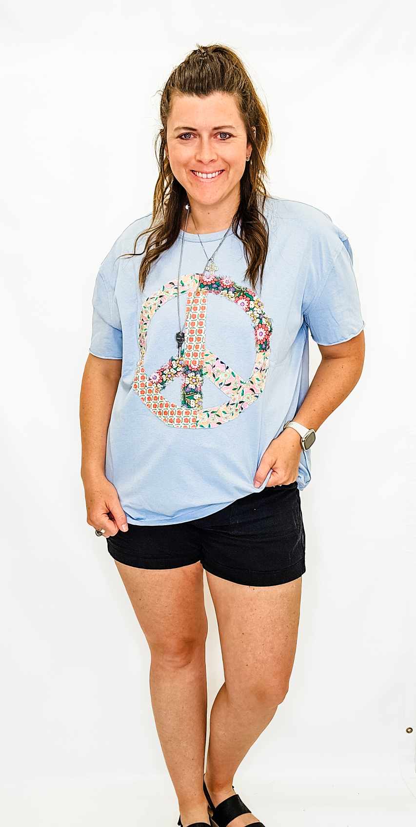 Baby Blue Peace Patch Tee