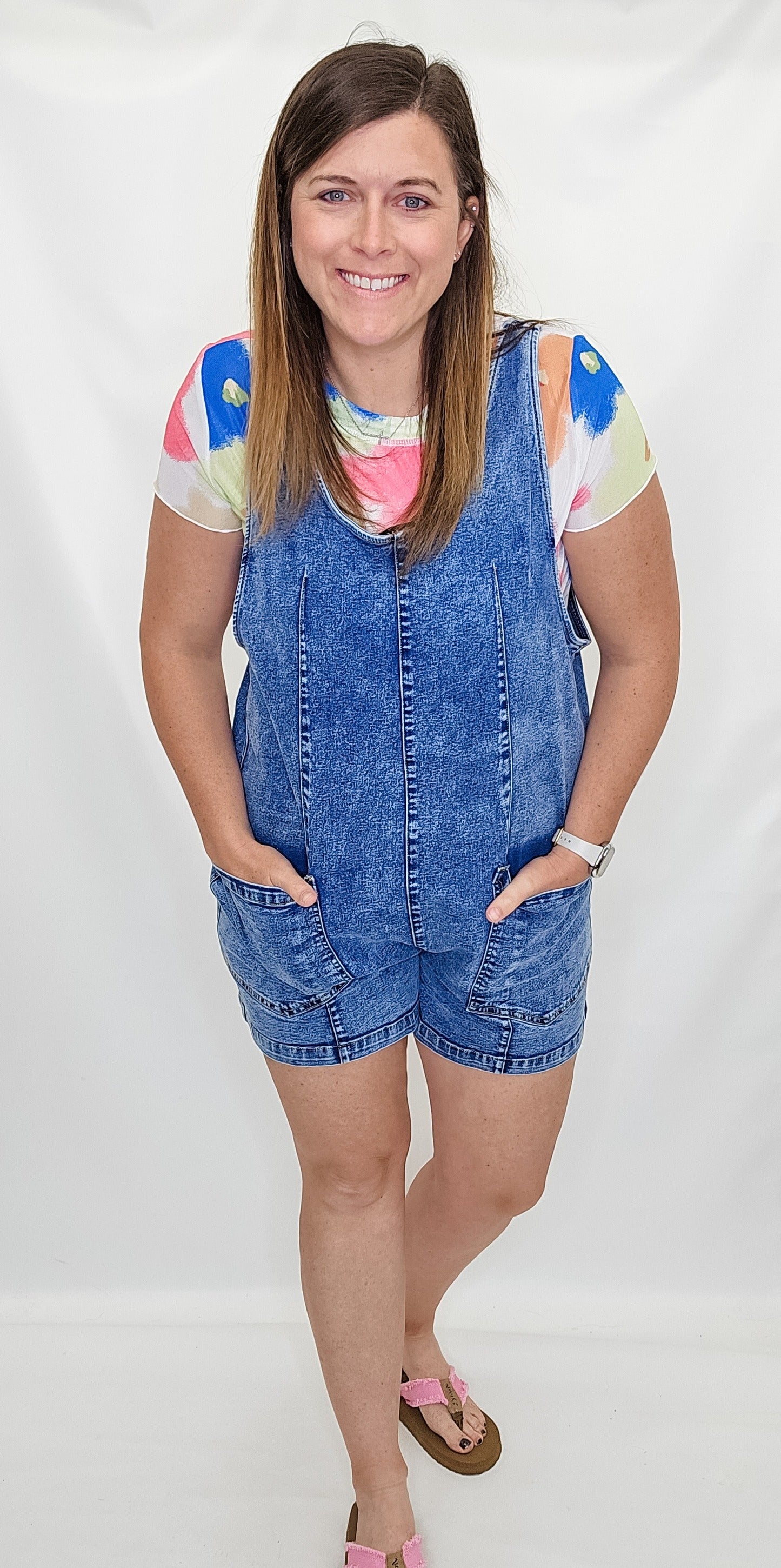 Multicolor Floral Mesh Short Sleeve Top