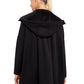 Black, Longline Zip-Up Jacket with Hood