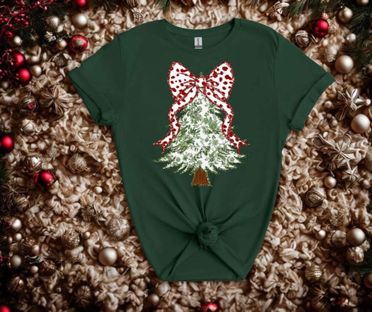 Green Bow Tree Holiday Graphic Tee