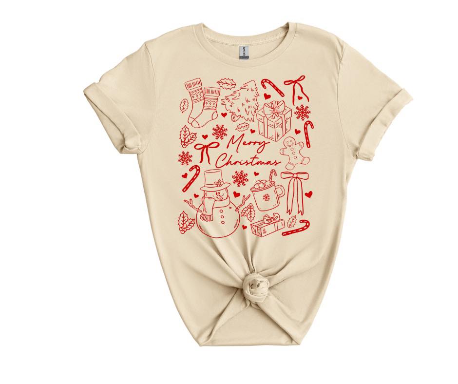 Christmas Doodles Holiday Graphic Tee