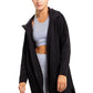 Black, Longline Zip-Up Jacket with Hood