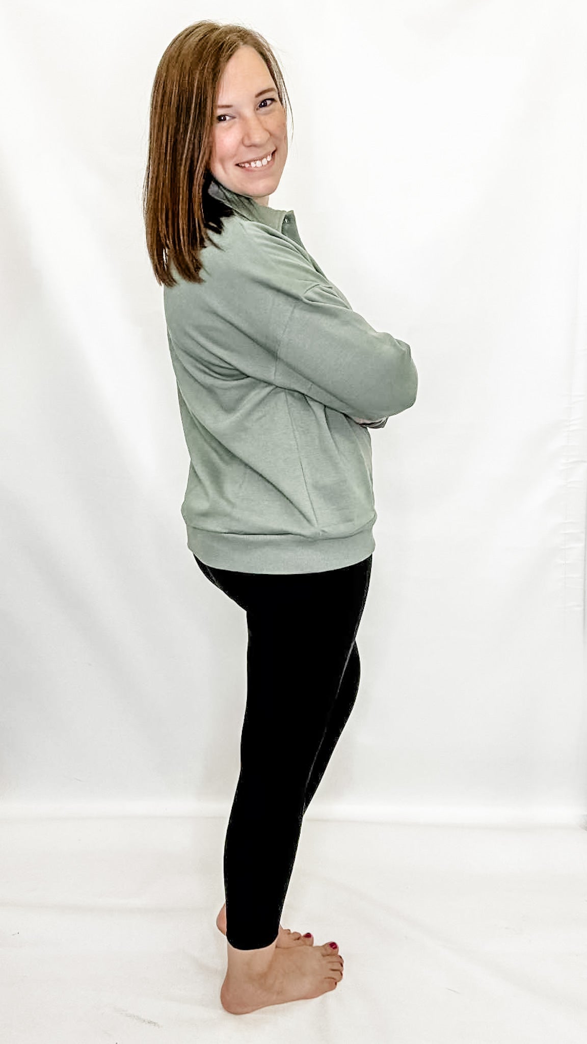 Green Cloud Plush Cozy Polo Sweatshirt