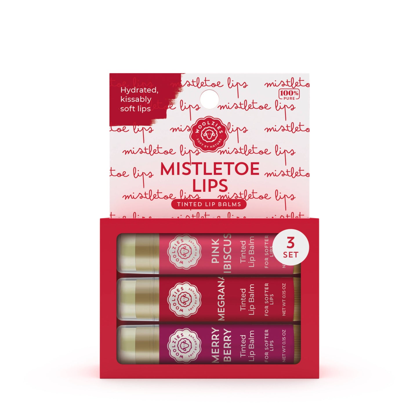 Woolzies - Mistletoe Lips Tinted Lip Balm set Of 3