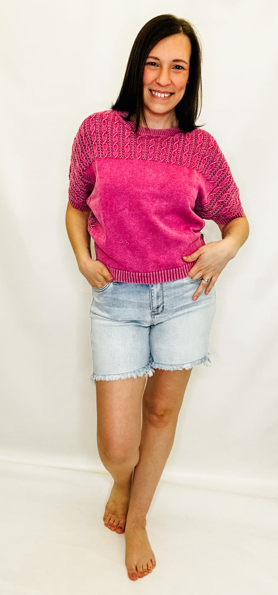 Tribal Passion Fruit Distressed Stitched Sweater