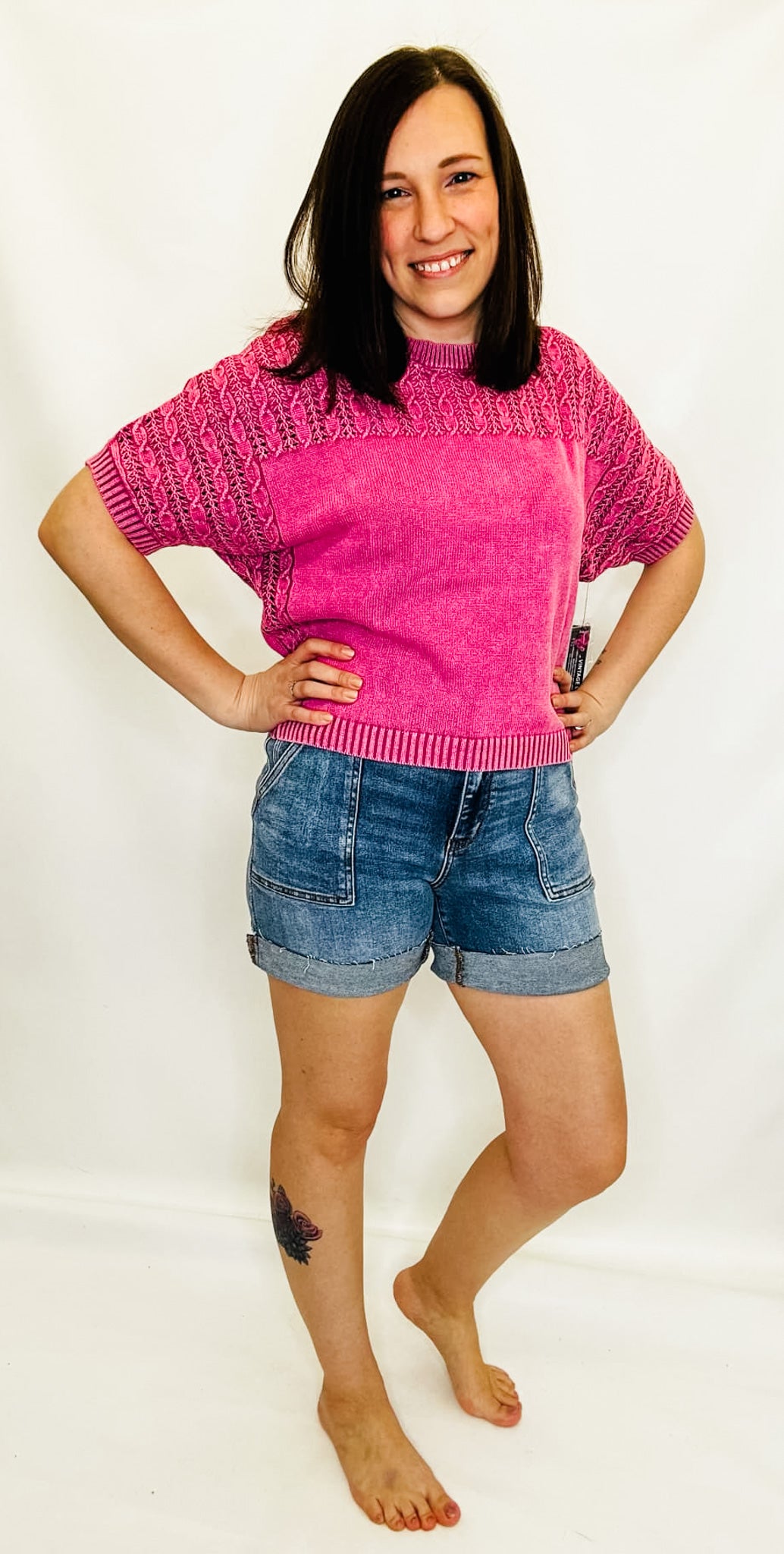 Tribal Passion Fruit Distressed Stitched Sweater