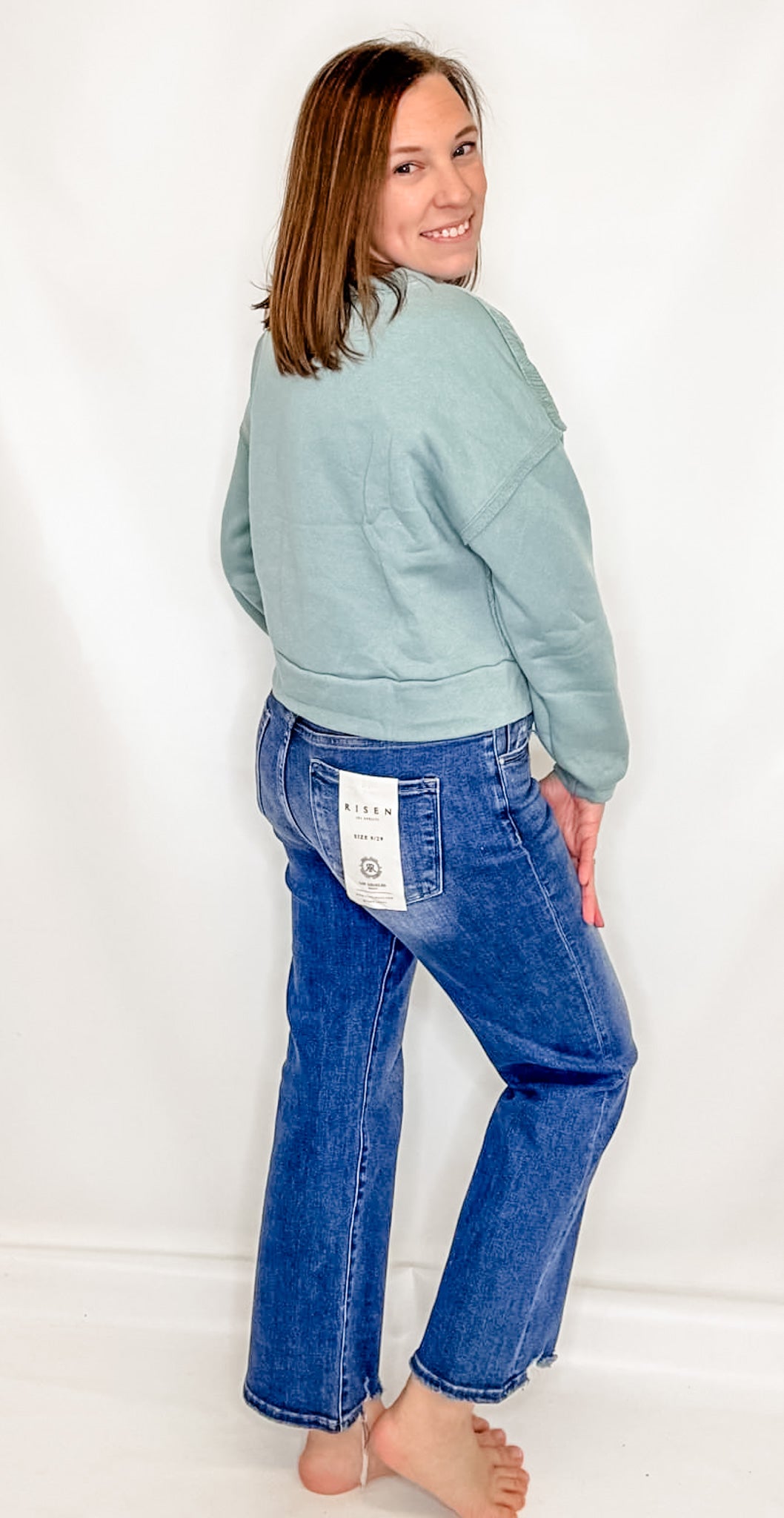 Cable Contrast Detail Knit Crop Sweatshirt