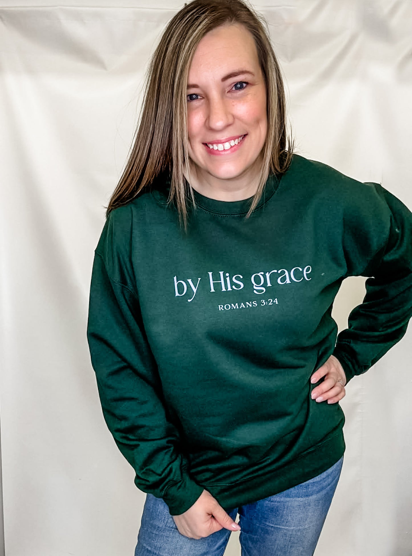 By His Grace Green Graphic Sweatshirt