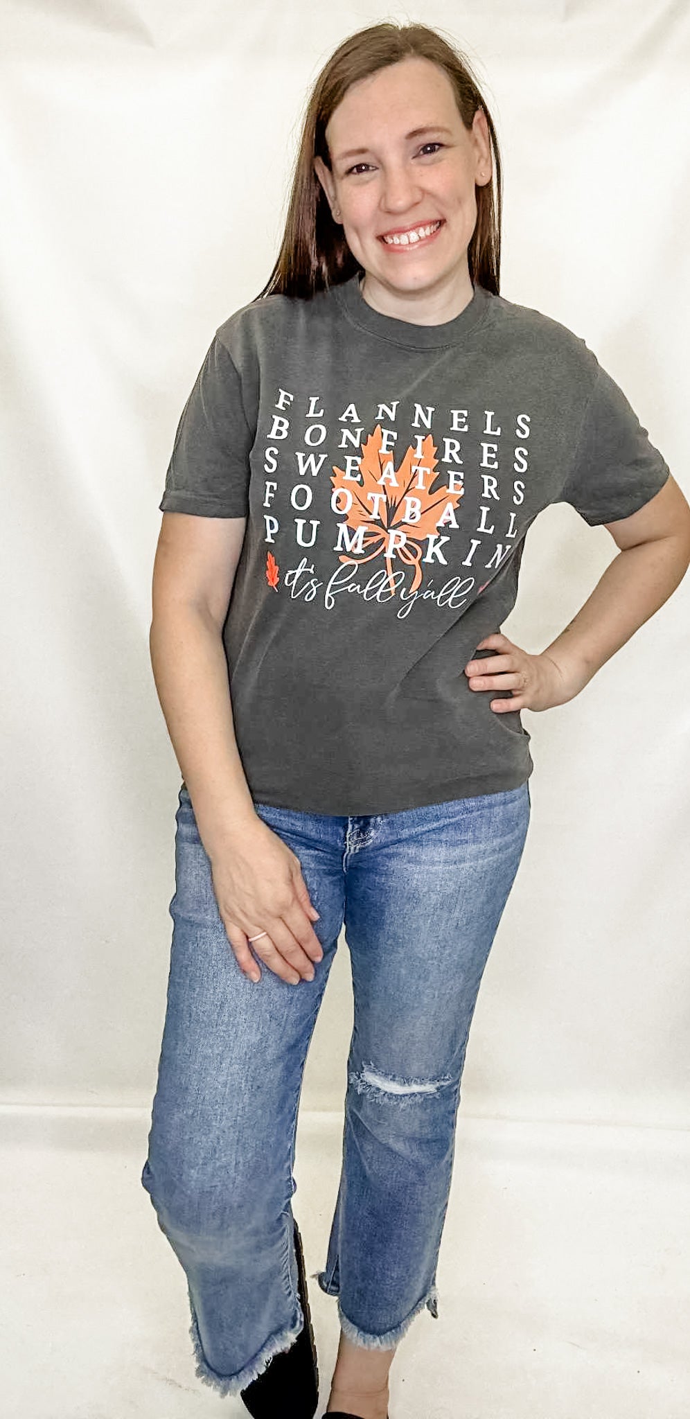 It's Fall Yall Washed Out Black Graphic Tee. Comfort Colors. S-2x.
