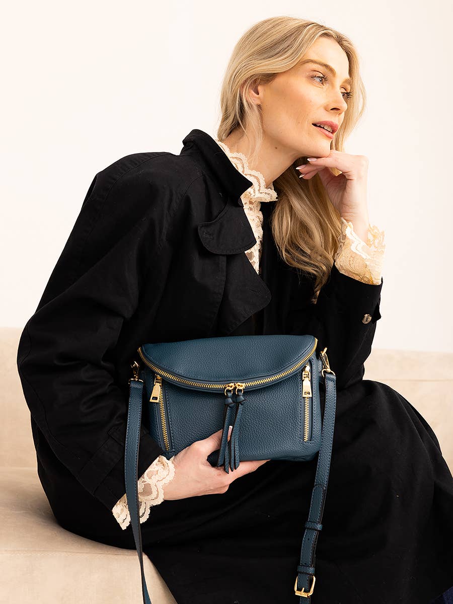 Jen & Co Aubree Flapover Multi-compartment Crossbody Bag - M2768. Lifestyle view.