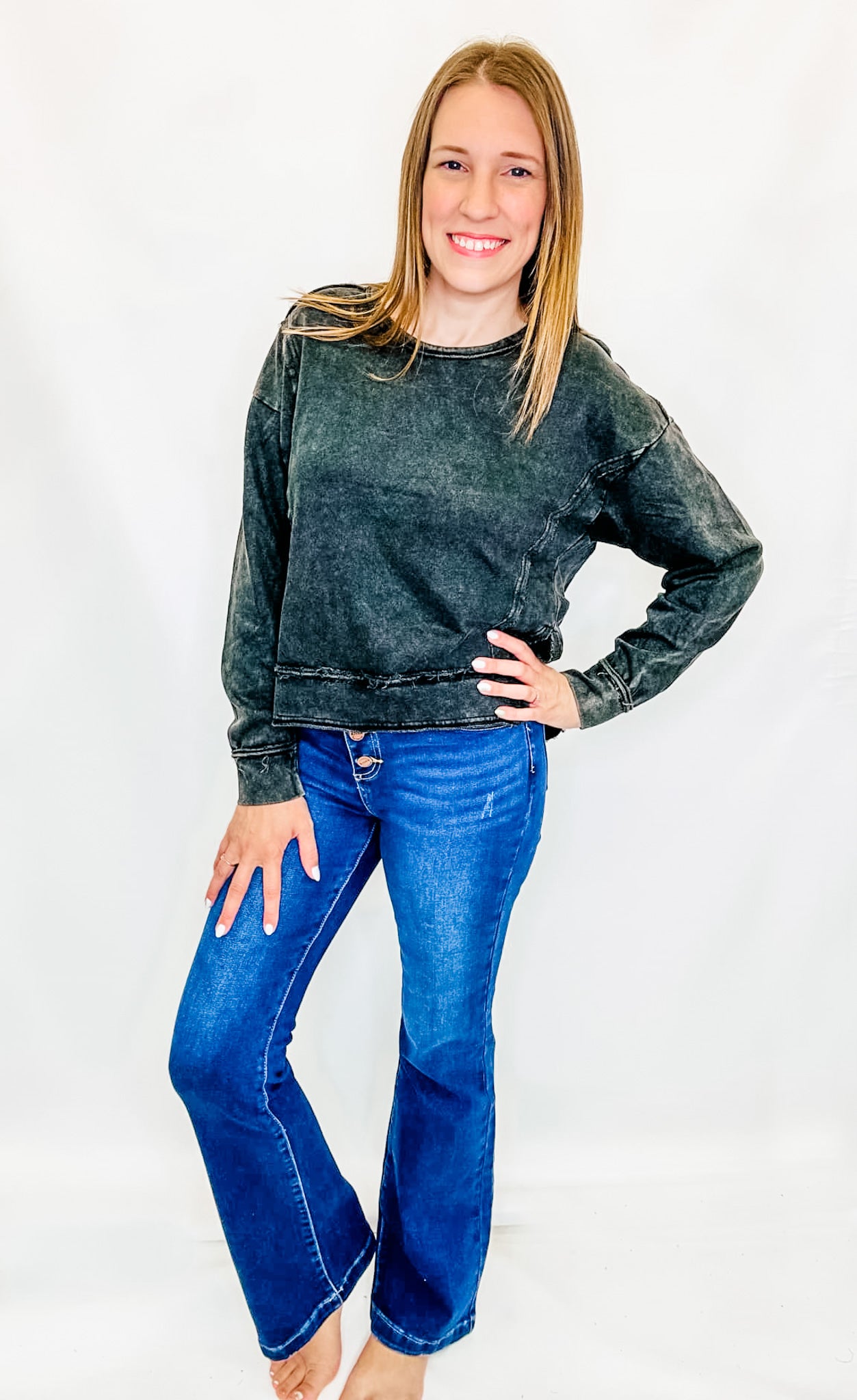 Vintage Washed Solid Knit Top - Variety