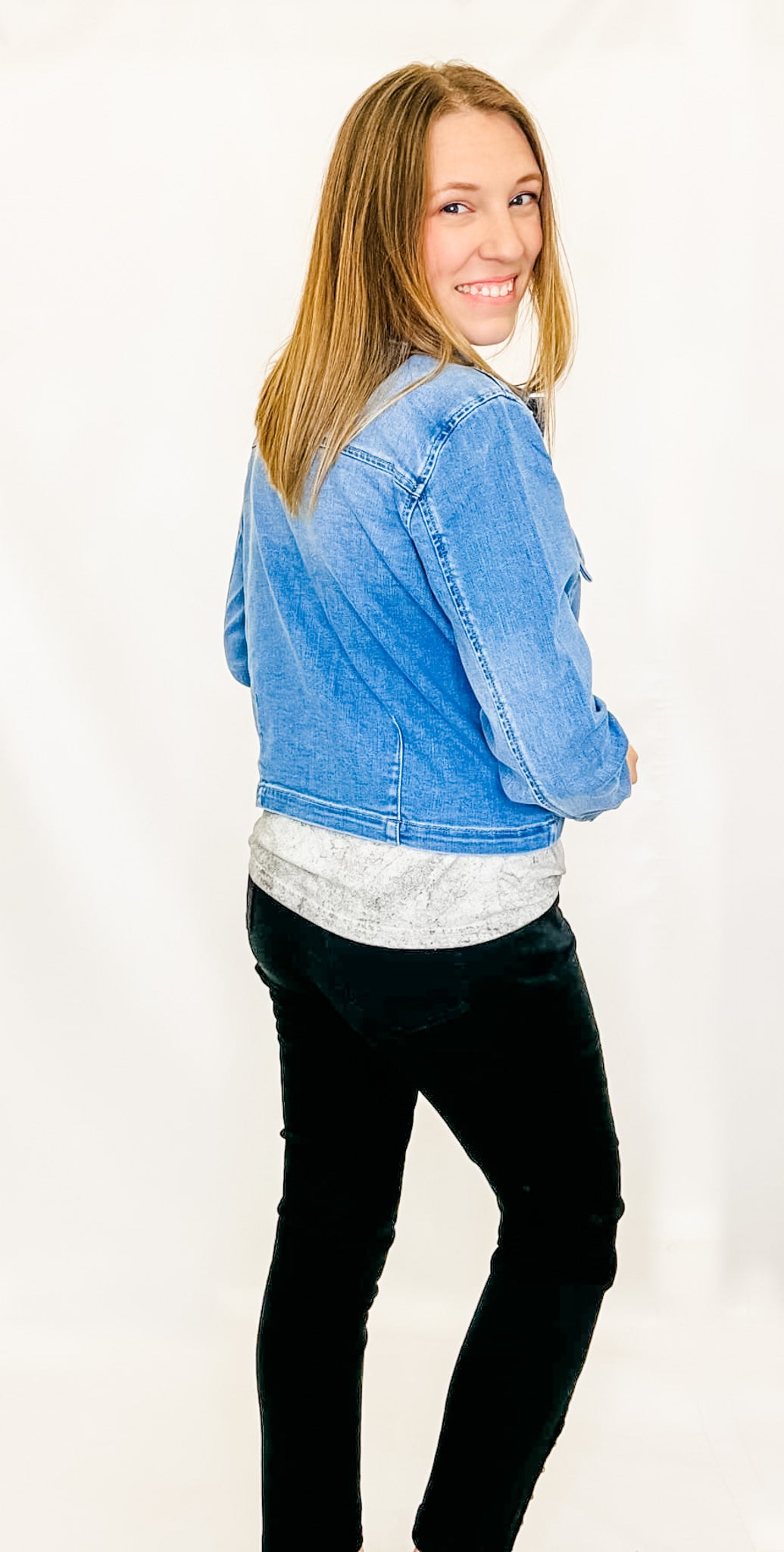 Tribal Textured Blue Denim Jacket