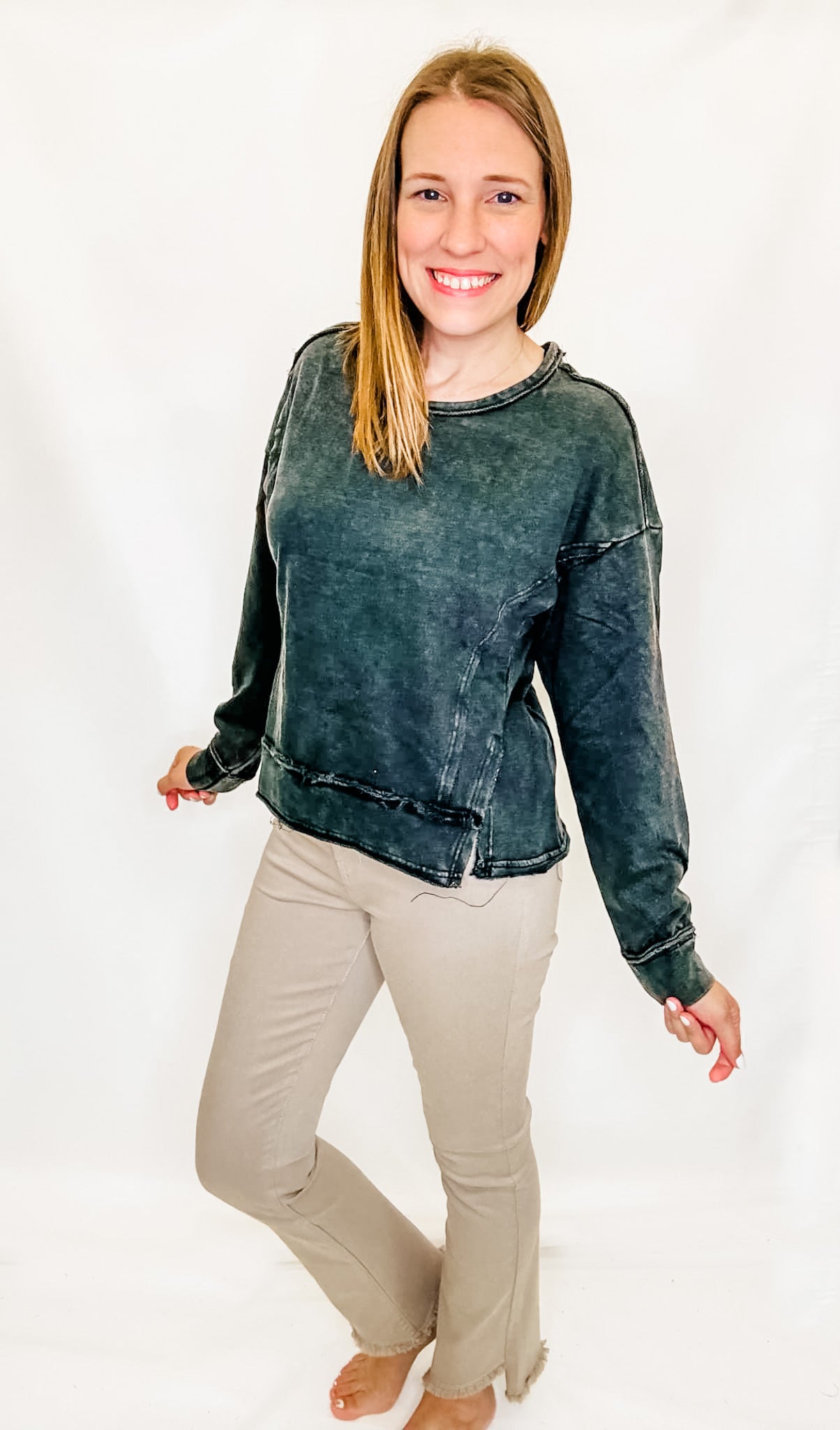 Vintage Washed Solid Knit Top - Variety