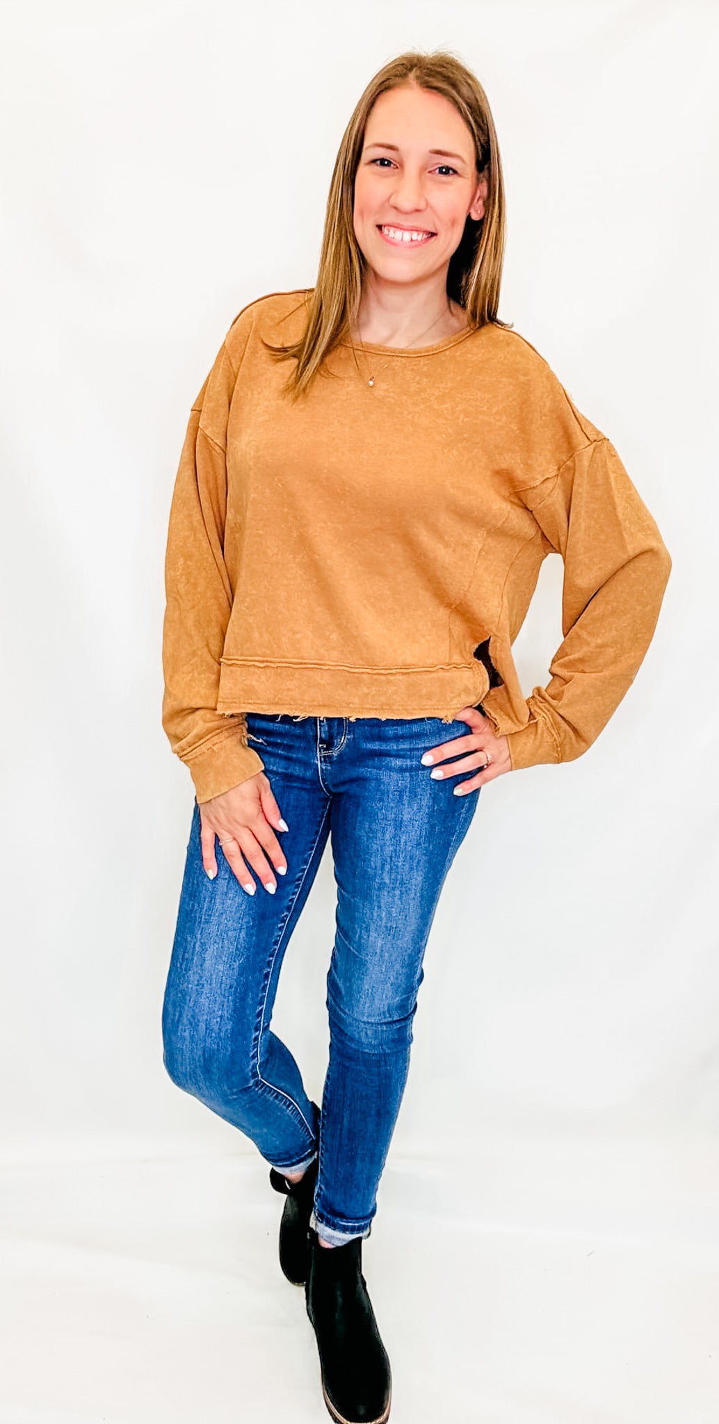 Vintage Washed Solid Knit Top - Variety