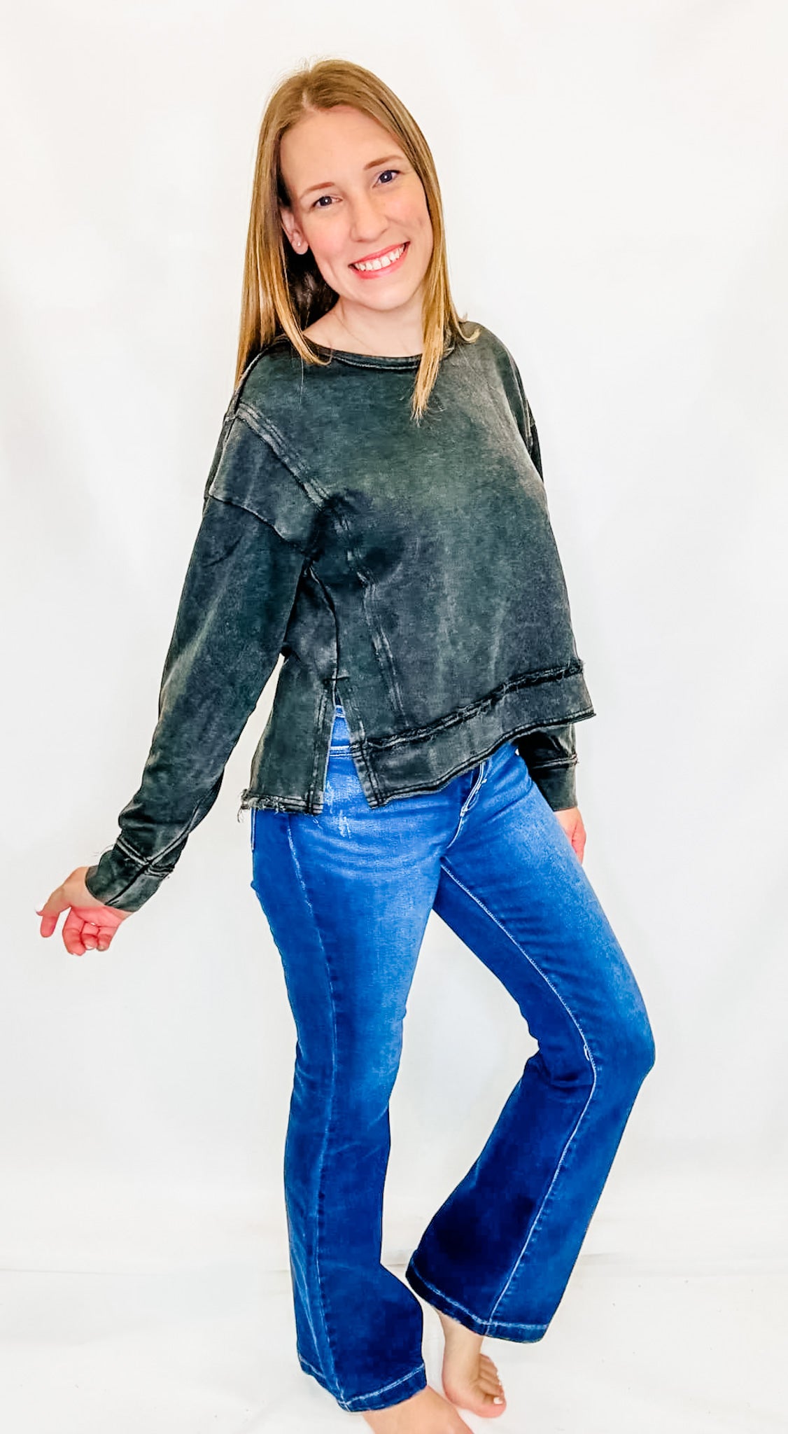 Vintage Washed Solid Knit Top - Variety