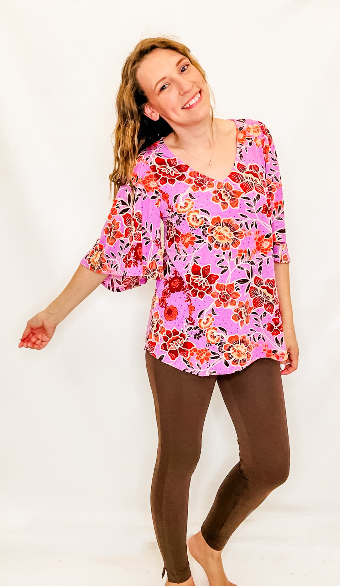 Lavender Floral Relaxed Fit Top