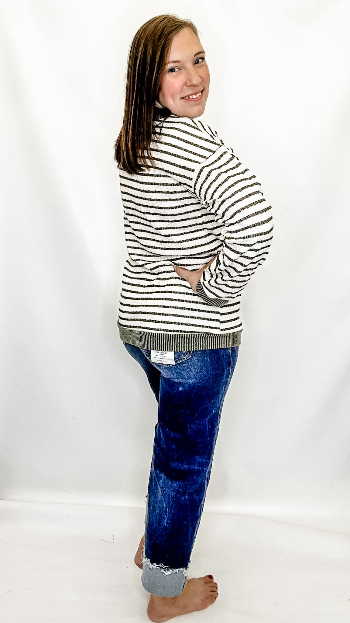 Risen High Rise Crop Boyfriend Cuffed Jeans