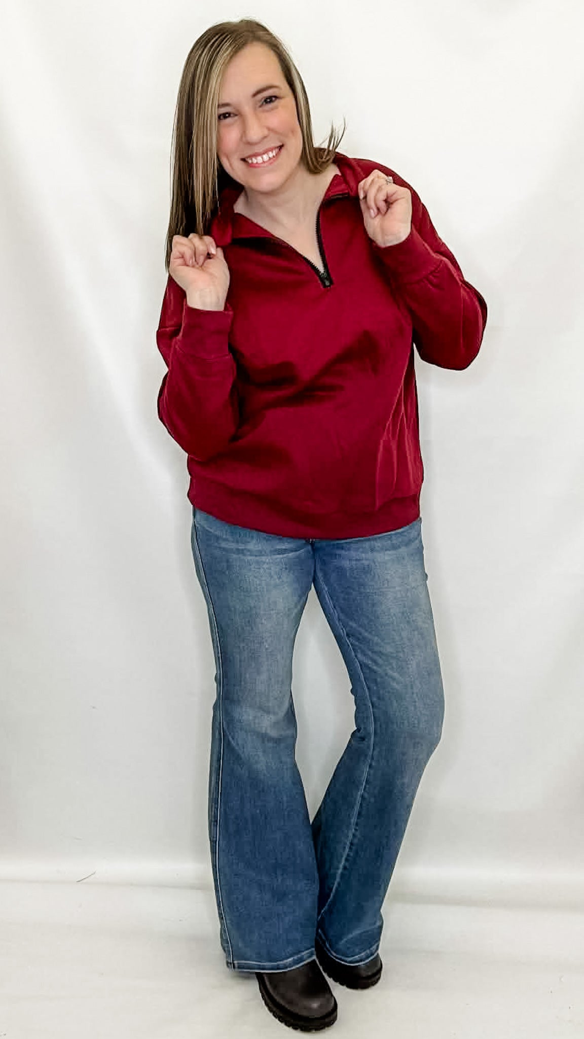 Burgundy Quarter Zip Sweatshirt