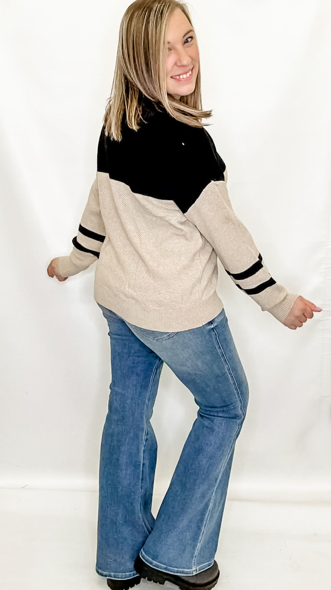 Black & Tan Color Block Sweater