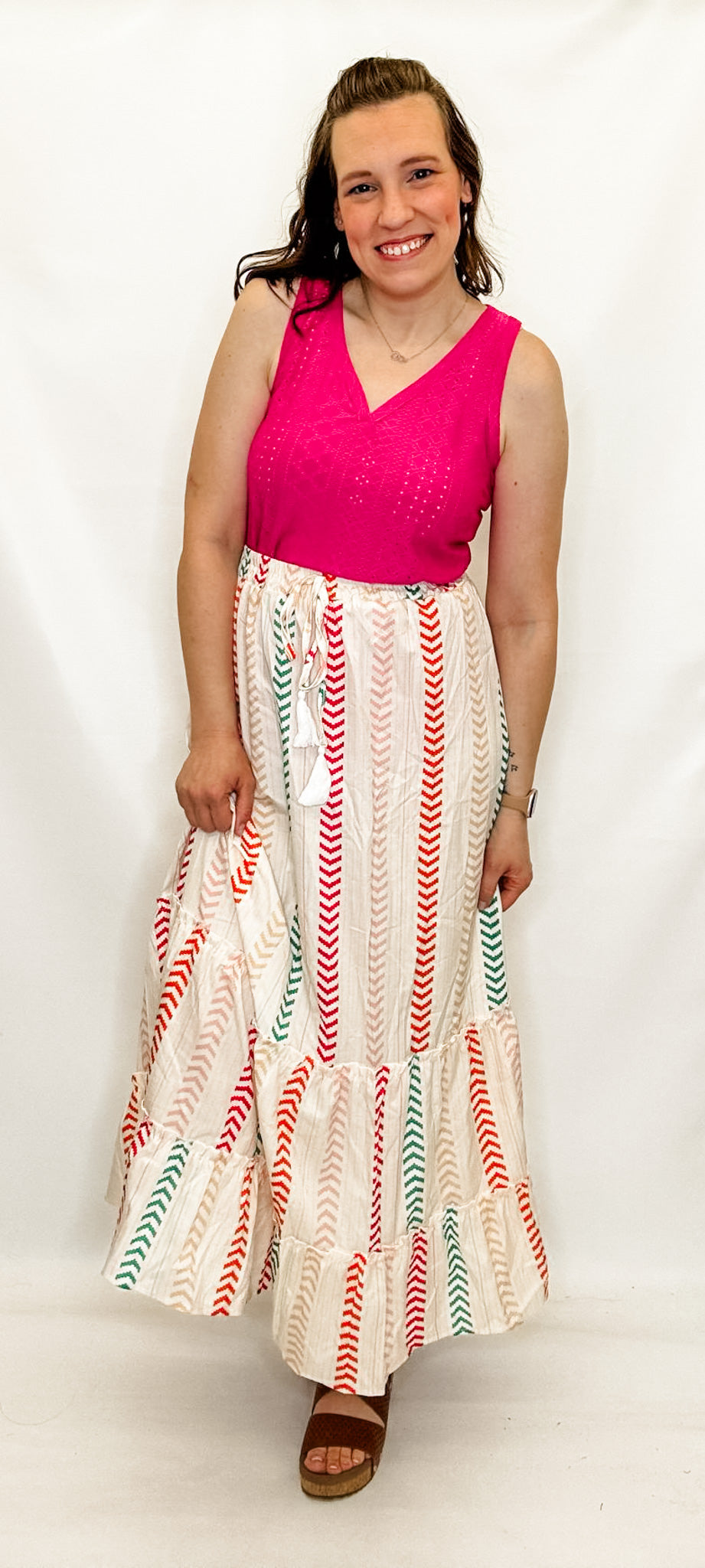 Pink Eyelet Sleeveless Tank