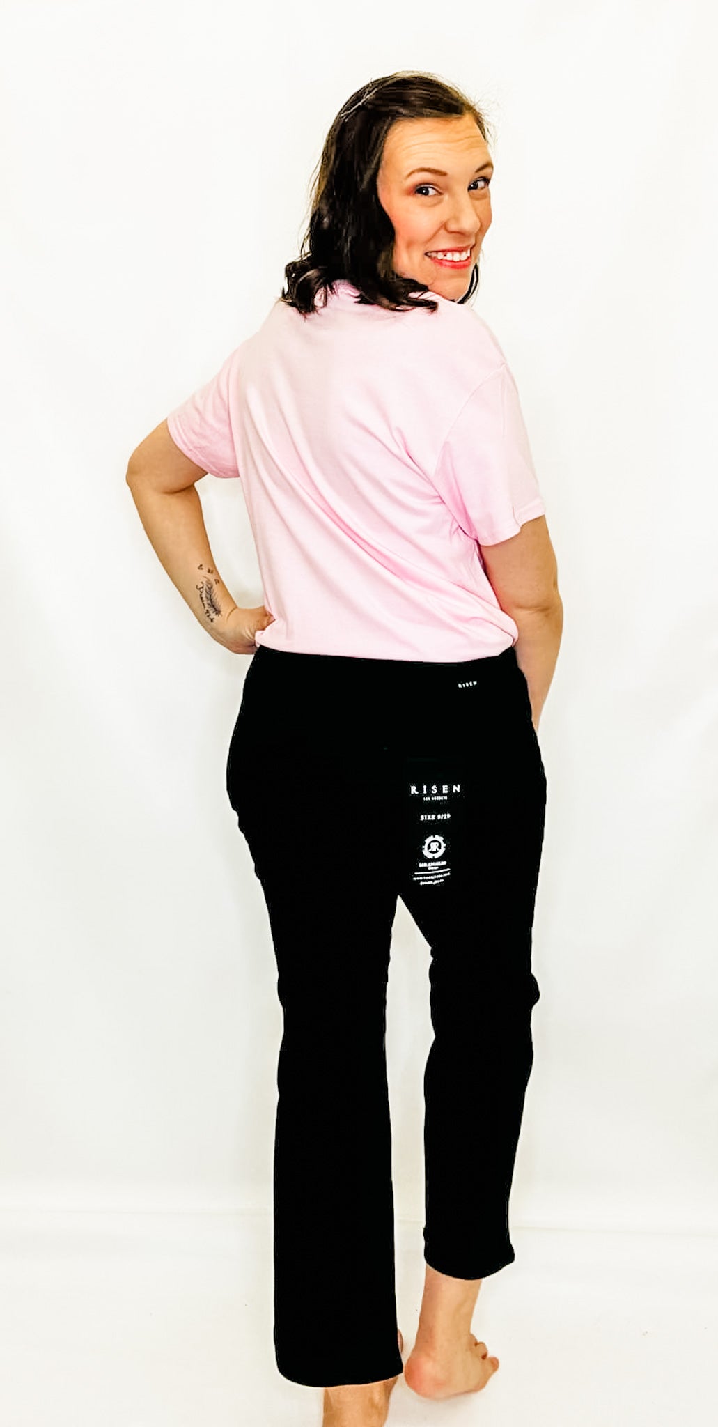 Risen Black Mid Rise Straight Crop Jeans - RDP5331