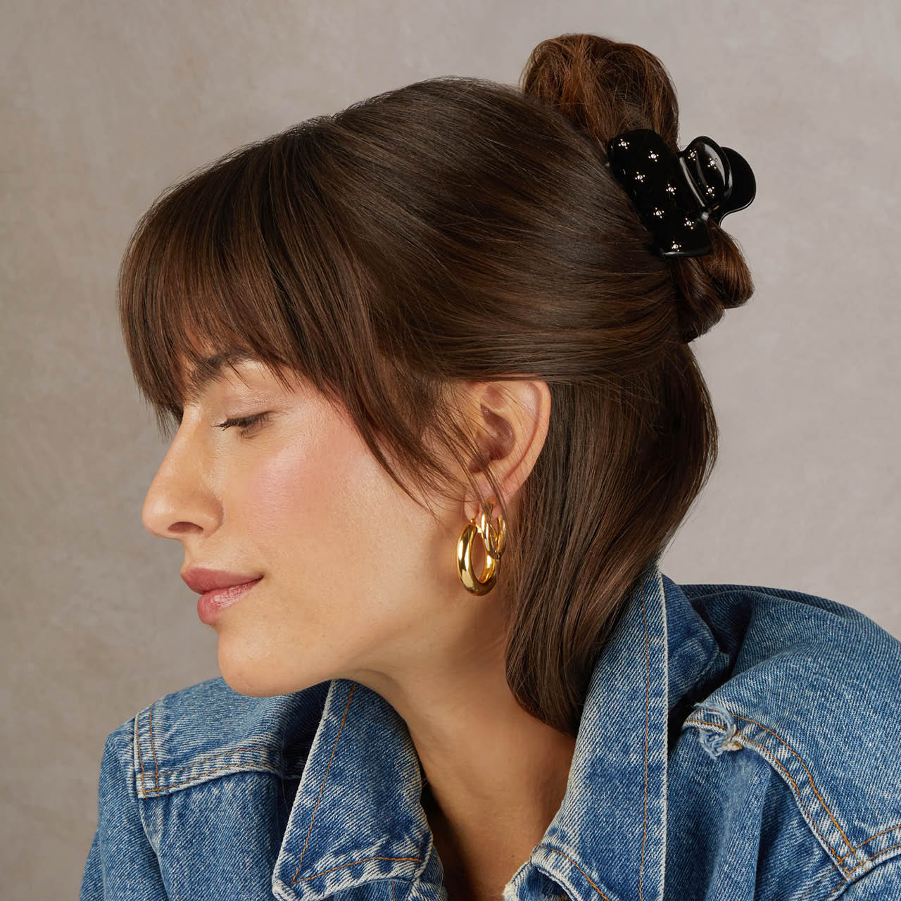 Recycled Plastic Rhinestone Medium Puffy Claw Clip 1pc - Variety