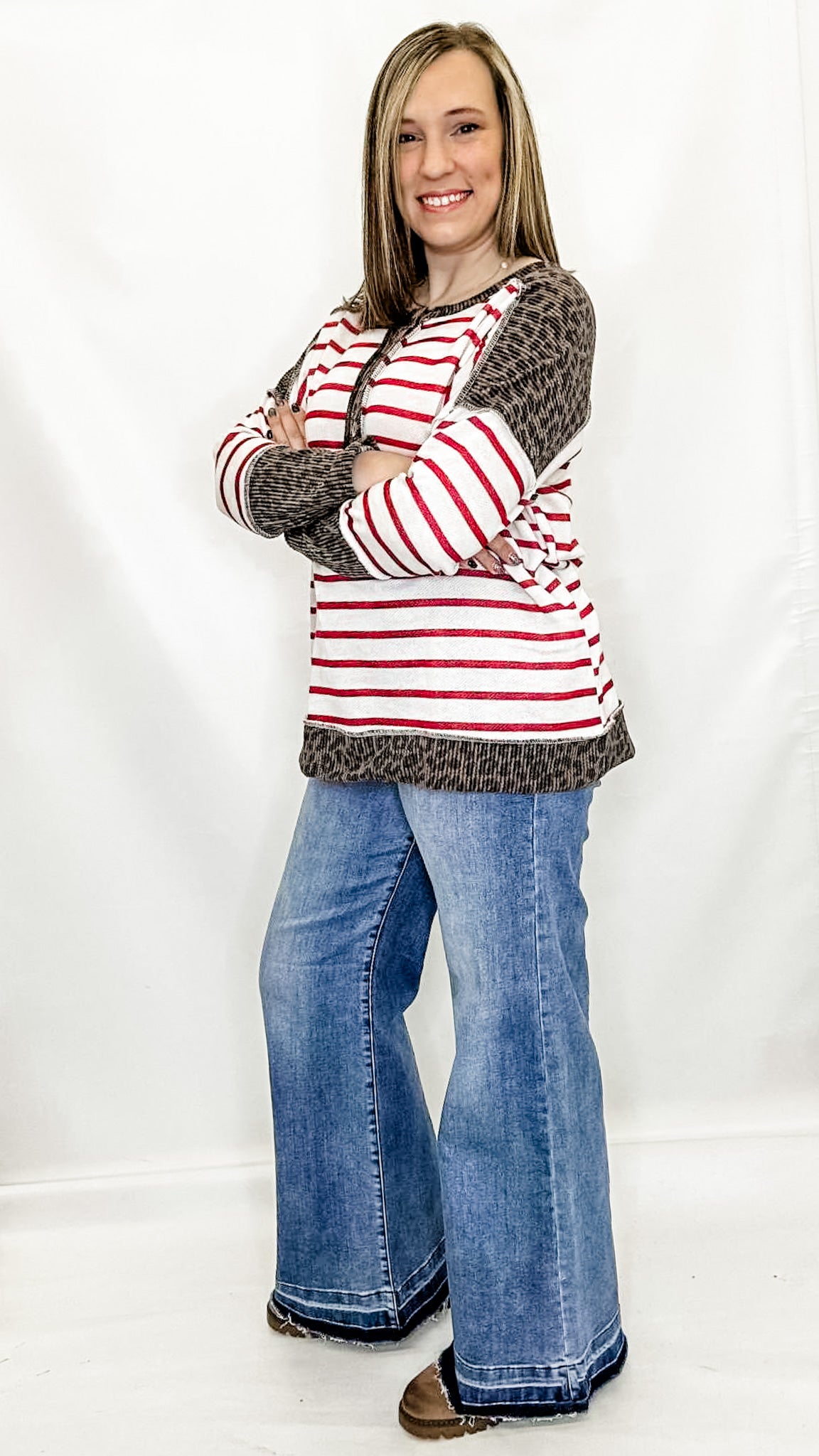 Red Stripe & Leopard Long Sleeve