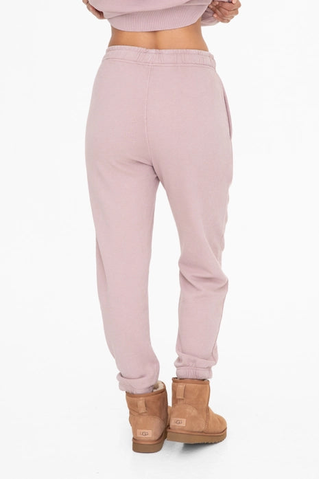 Dusty Pink Mineral-Washed Jacquard Joggers