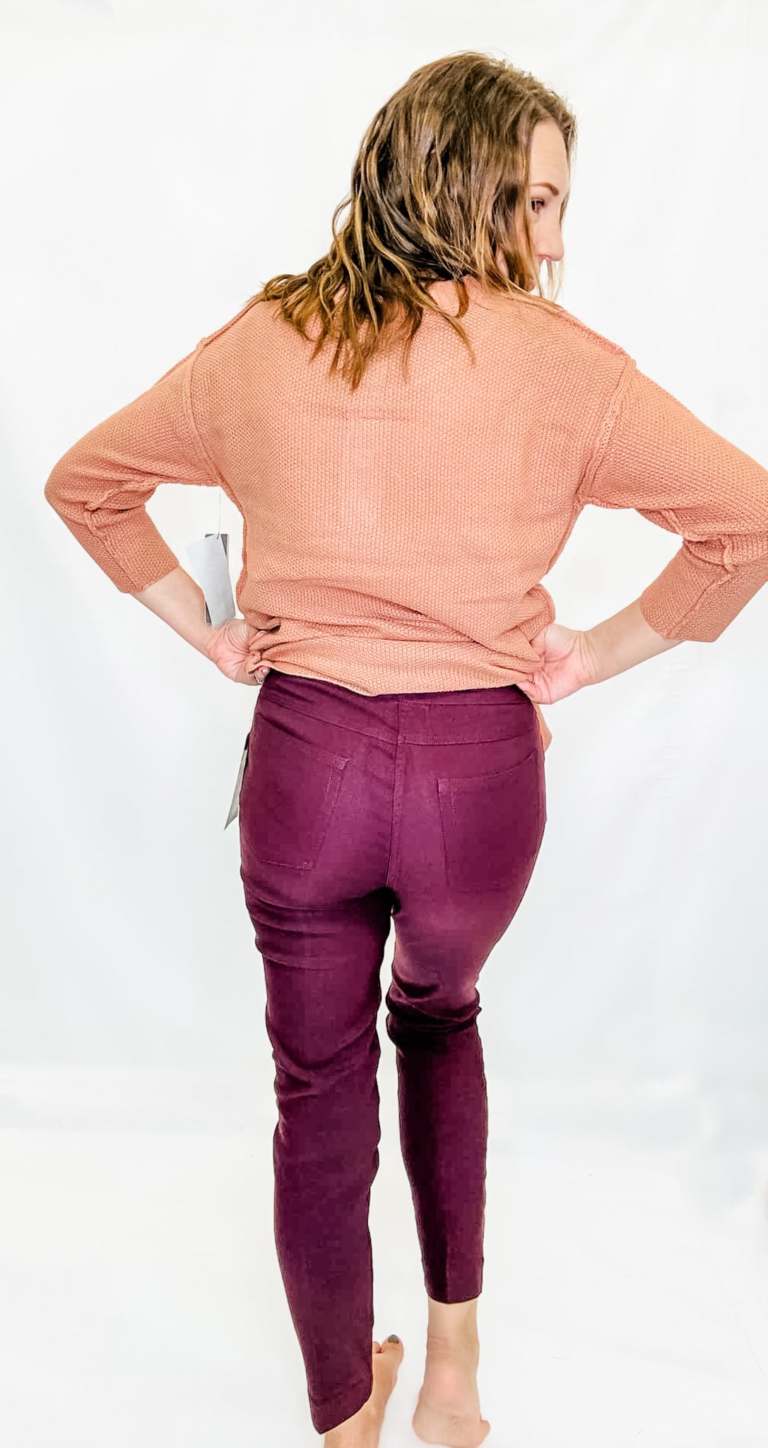 Multiples Salmon Pink Henley Sweater