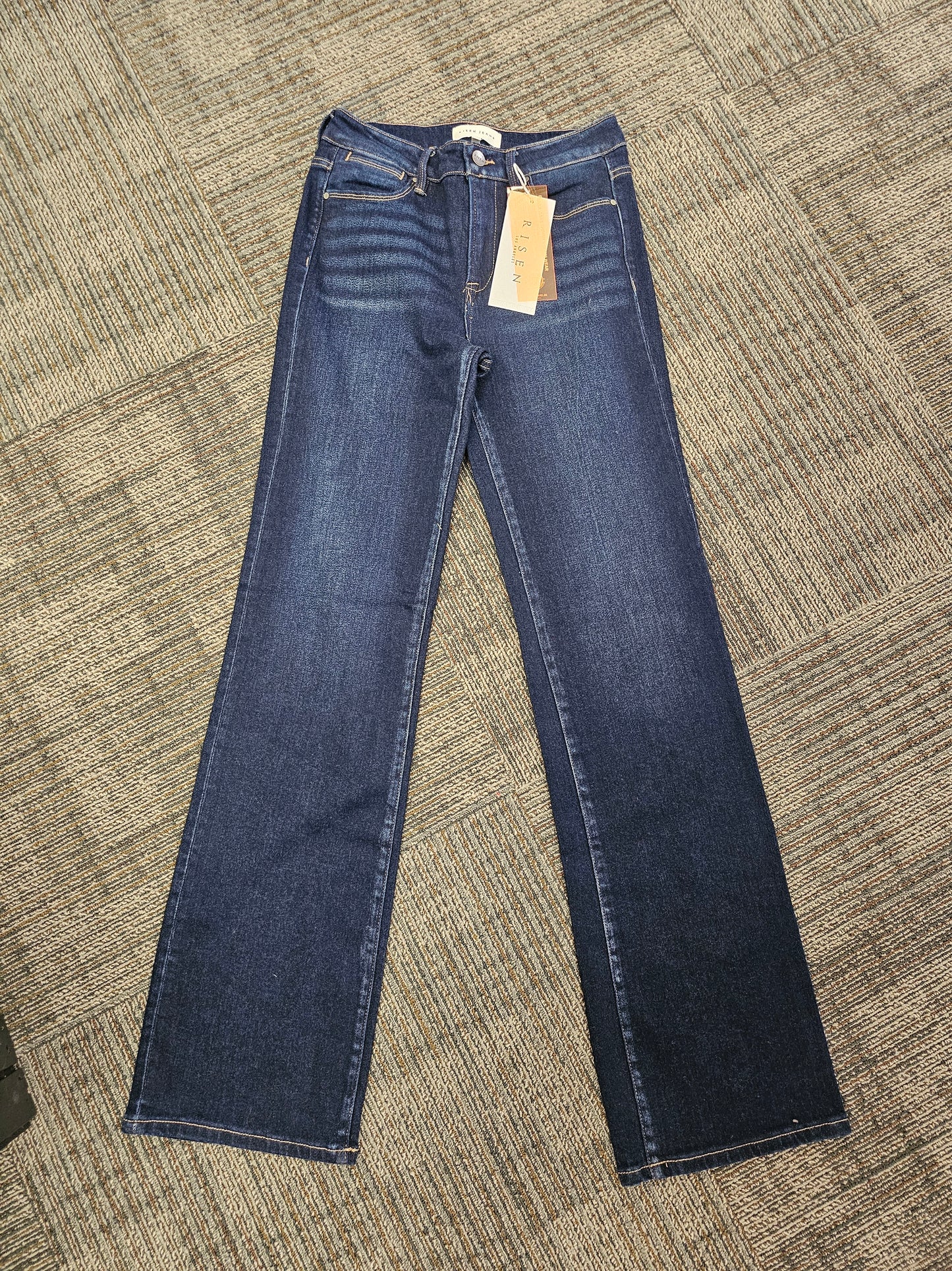 Risen Dark Mid Rise Long Straight Jeans - RDP5509