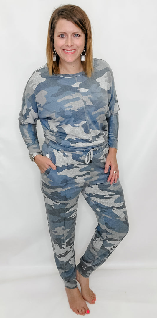 Blue Camo French Terry Top