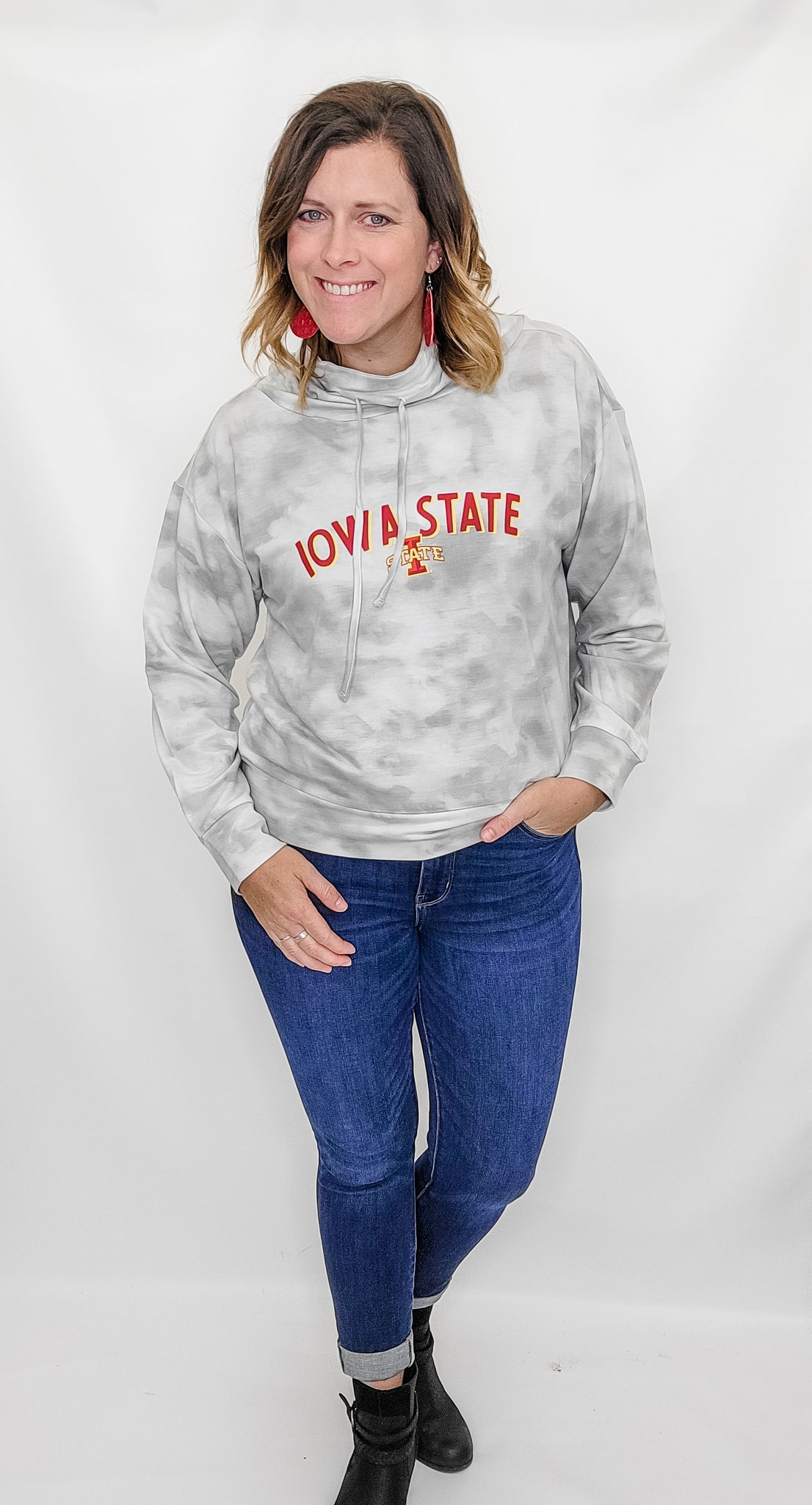Iowa or Iowa State Mock Neck, Tie Dye Sweatshirt