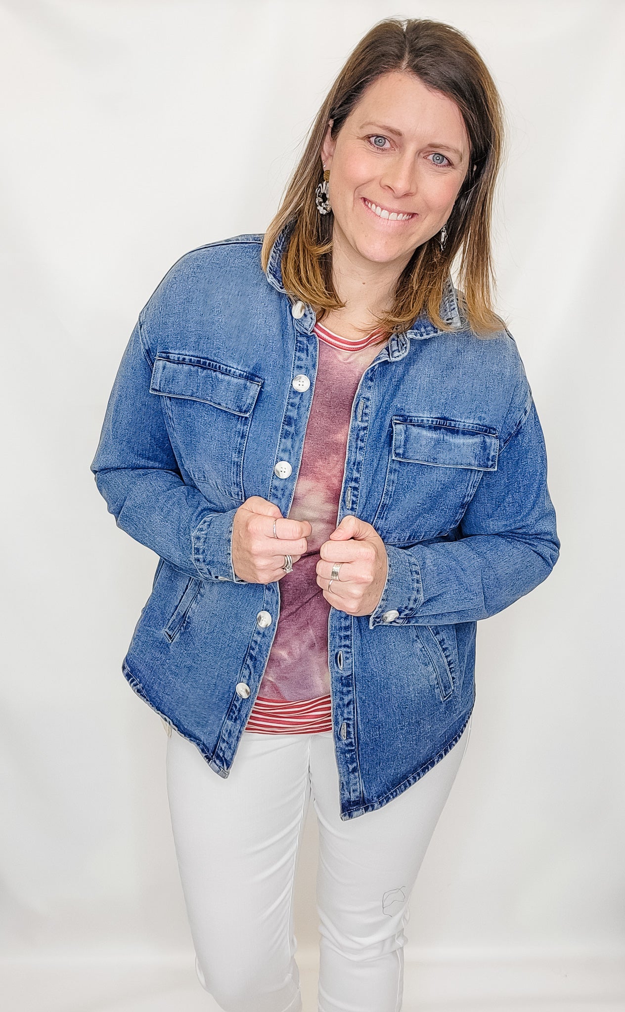 Purple Tie Dye & Stripe French Terry Top