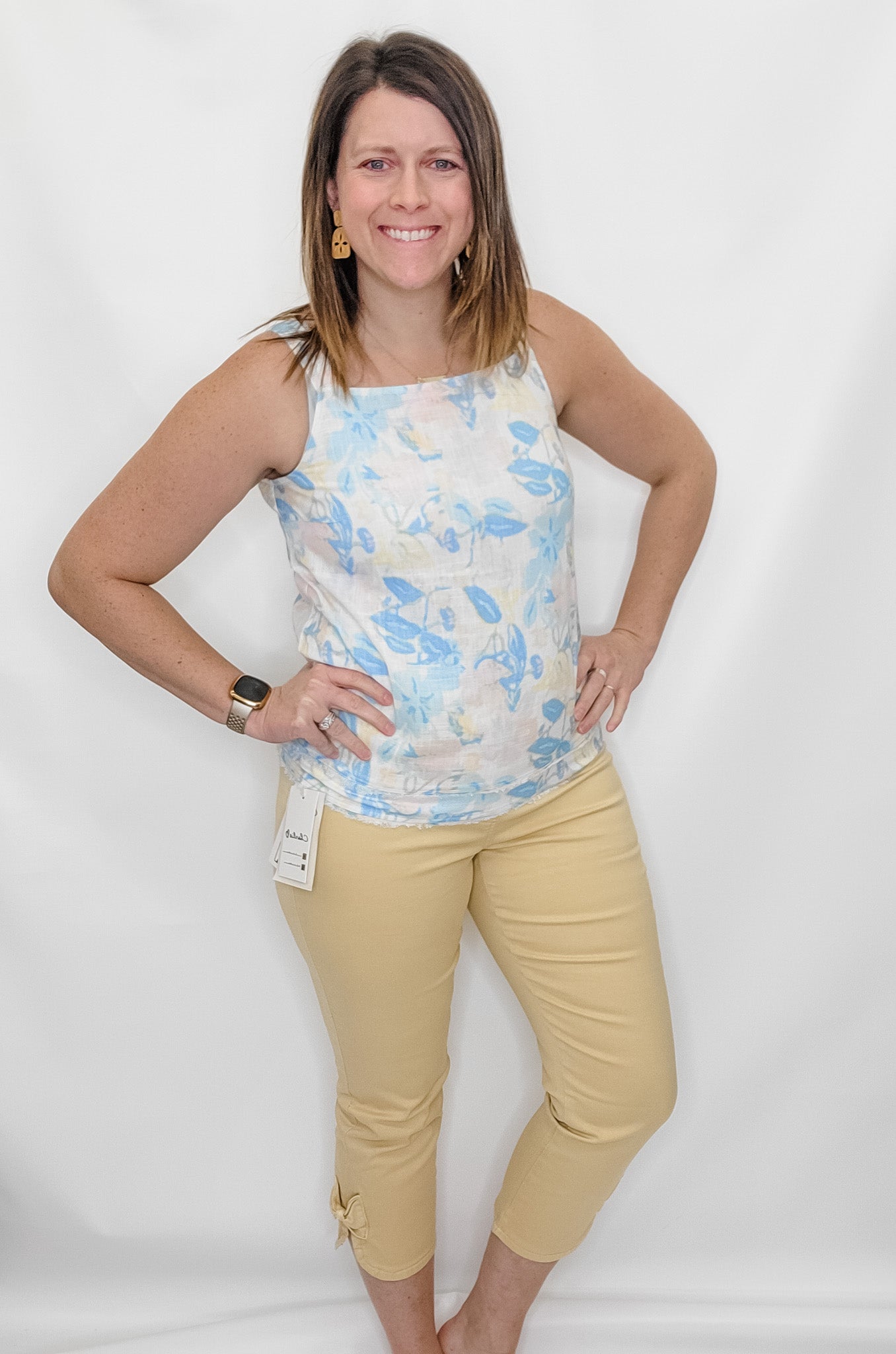 Charlie B Azul Square Neck Linen Cami
