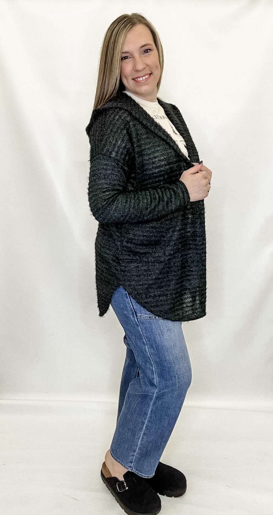Black & Hunter Green Sparkle Cardigan