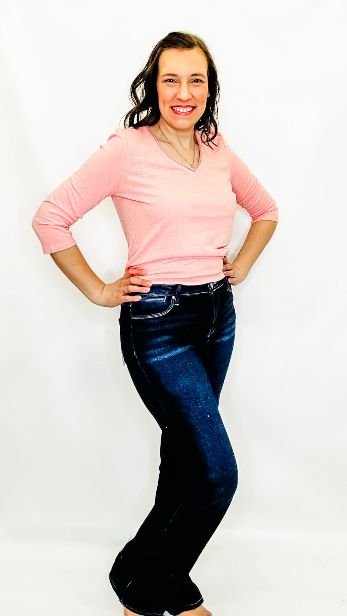 Charlie B Guava Pink 3/4 Sleeve Top