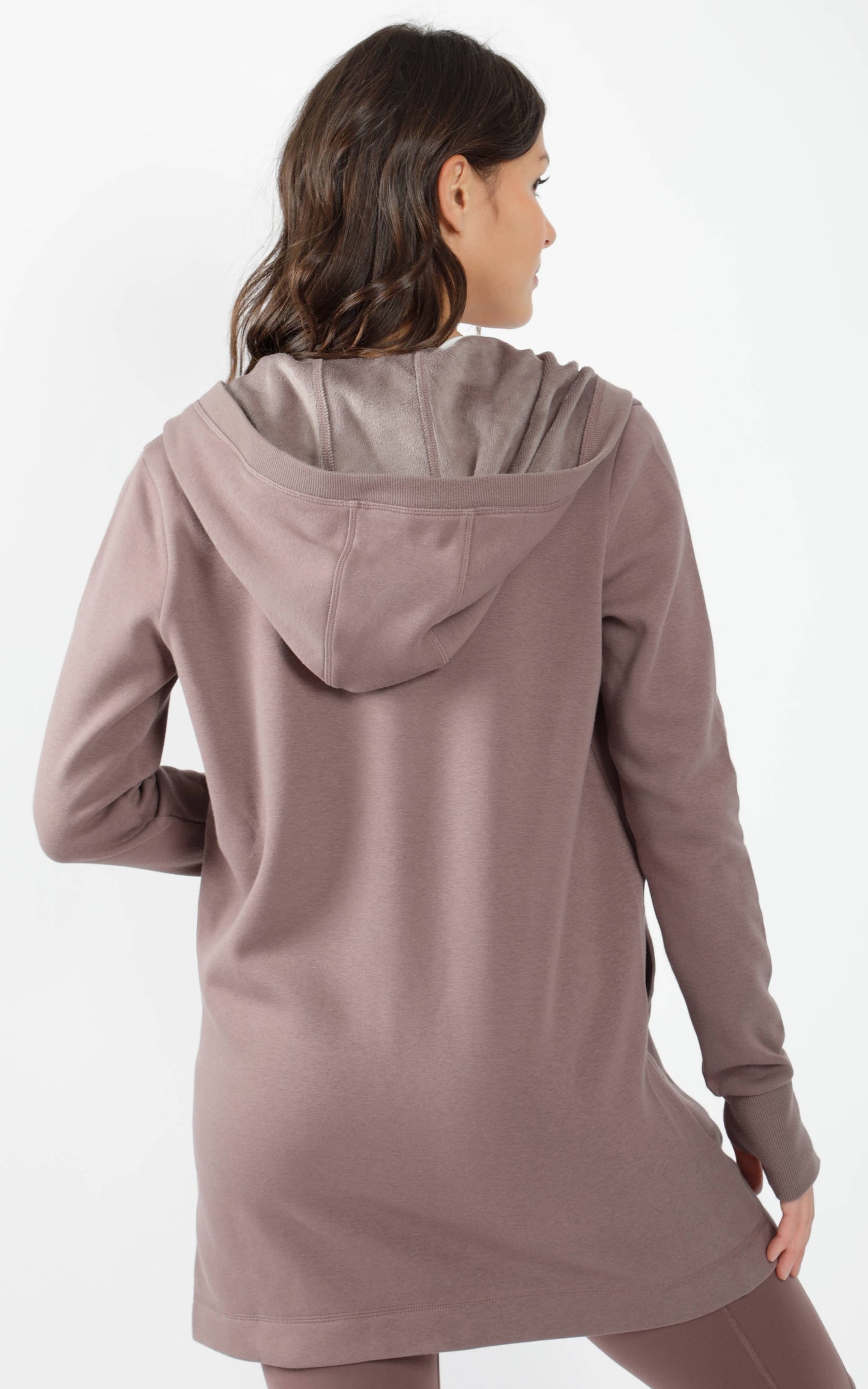 Brown, Butter Fleece Hoodie Cardigan