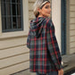 Navy, Green & Red Plaid Hooded Shirt