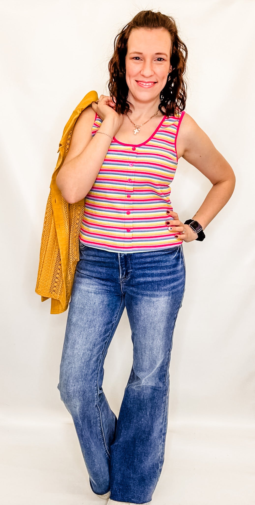 Colorful Stripe Ribbed Tank Top - Variety