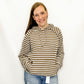Taupe & Cream Stripe Ribbed Hoodie