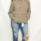 Taupe & Cream Stripe Ribbed Hoodie
