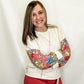 Cream & Bright Floral Contrast Sleeve Pullover Top