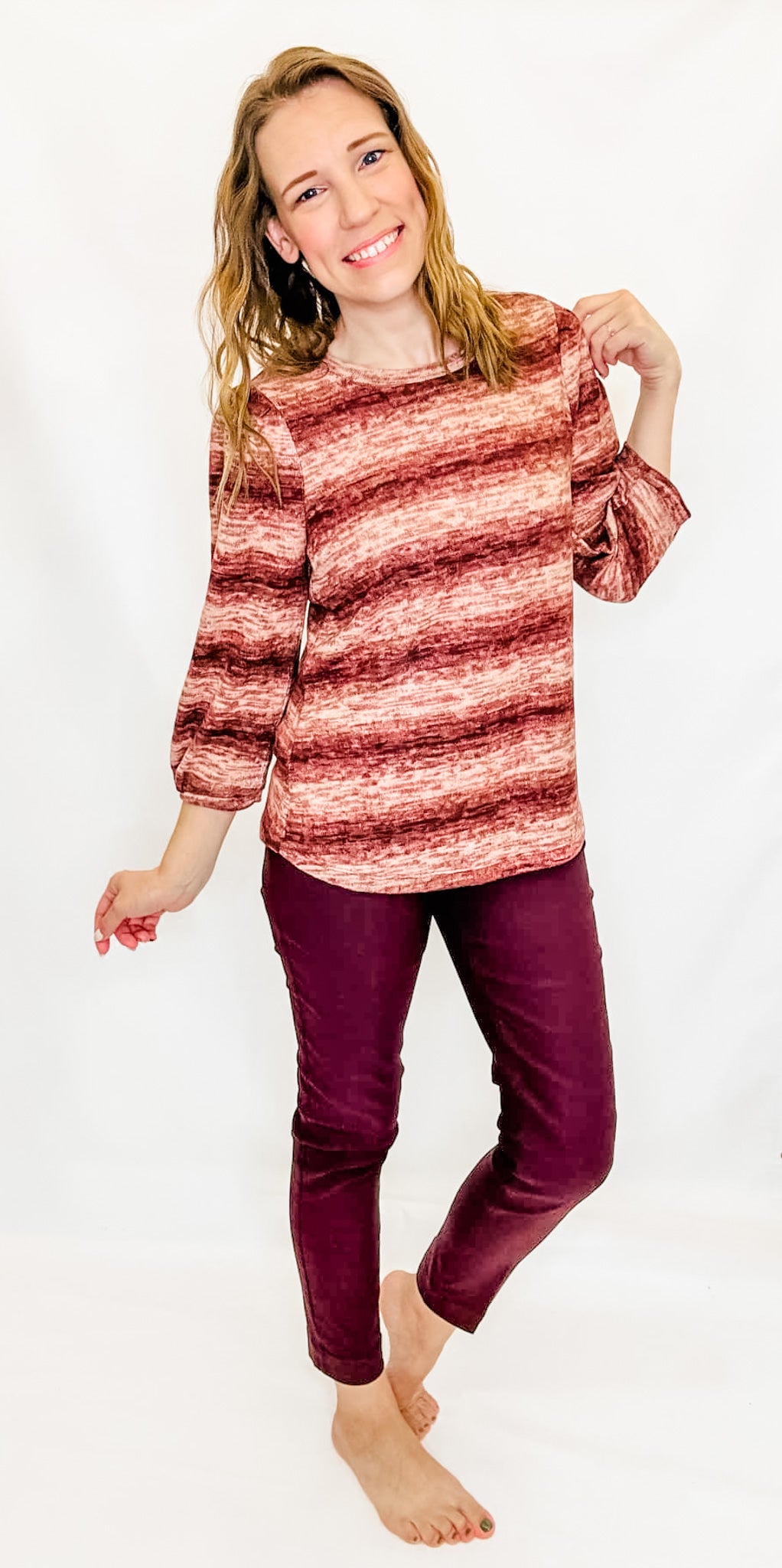 Multiples Auburn Tuck Sleeve Top