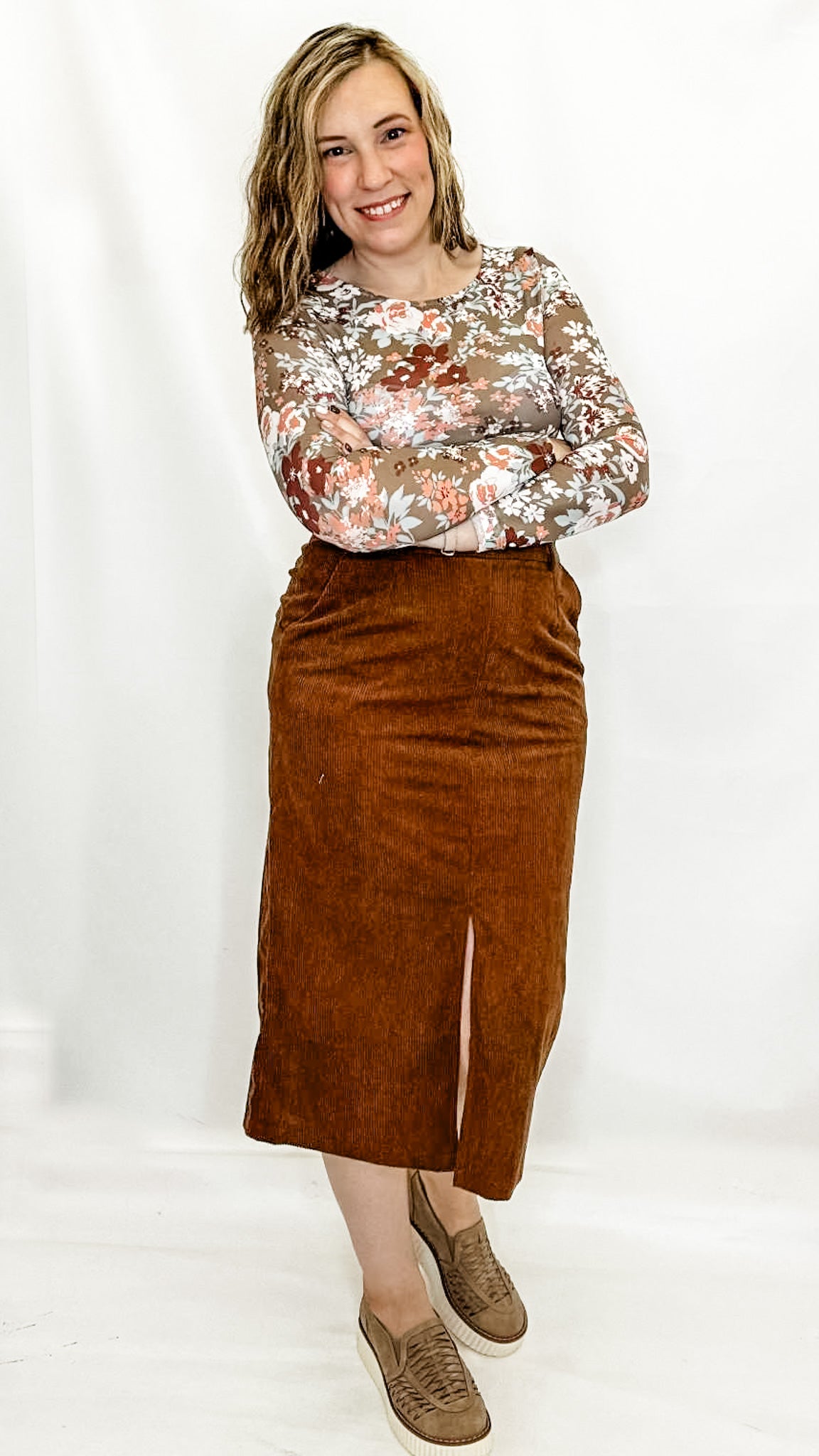 Olive & Floral Mesh Laying Long Sleeve