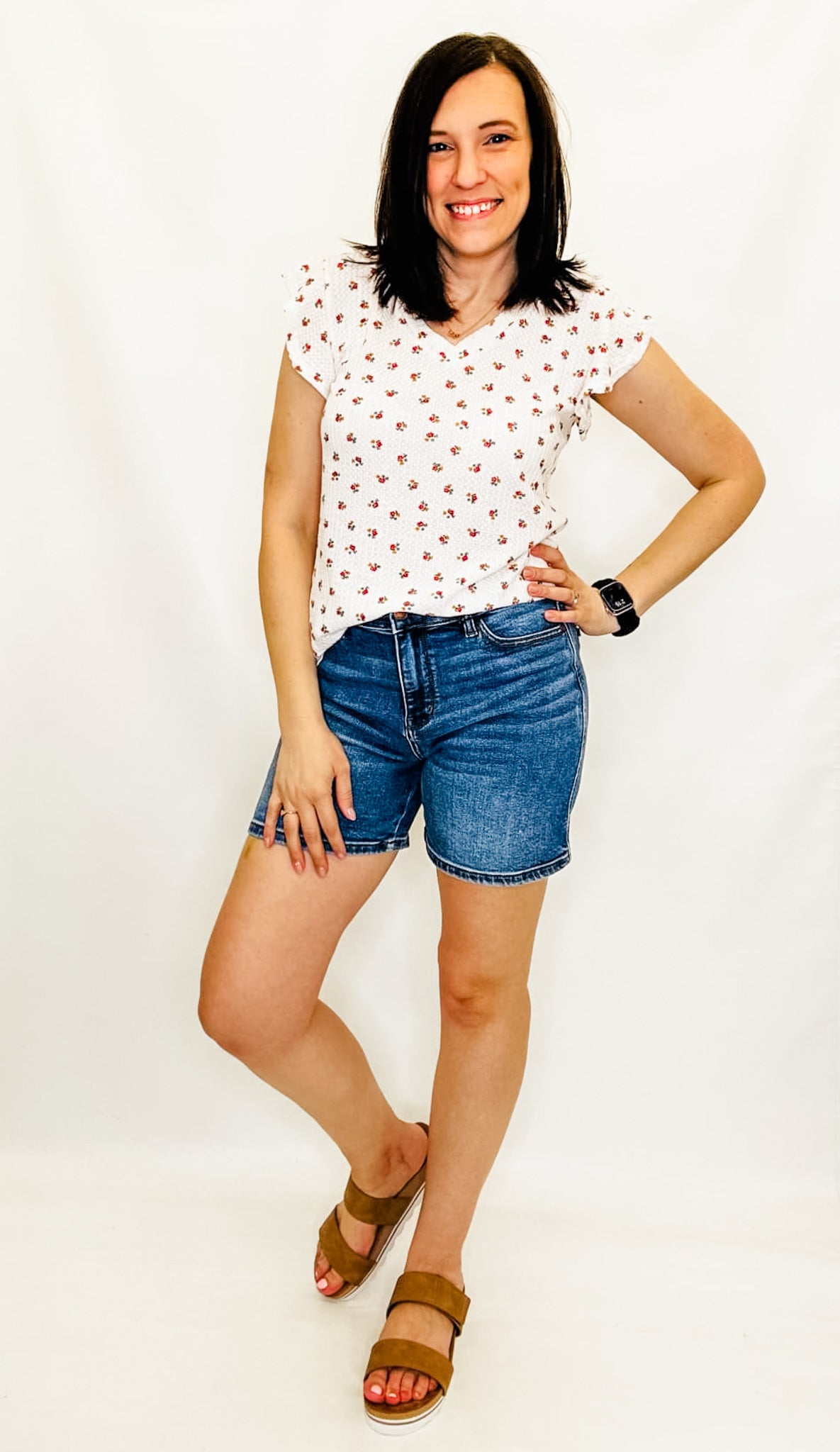 Judy Blue 2 Button Mid Length Dad Shorts - Variety